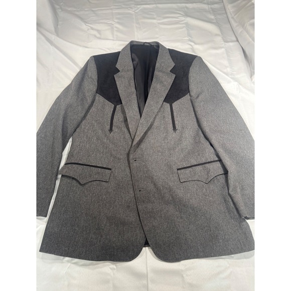 Circle S Other - Circle S Mens Western Blazer Grey Black Suede Yoke Cowboy Sport Coat 48L USA